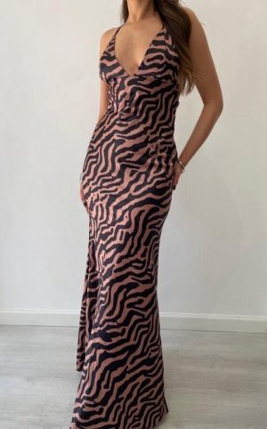 VESTIDO CEBRA PRINT BROWN