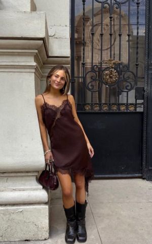 VESTIDO ZARA MARRON
